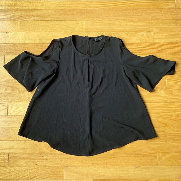 Topshop black cold shoulder keyhole top - Picture 6 of 9